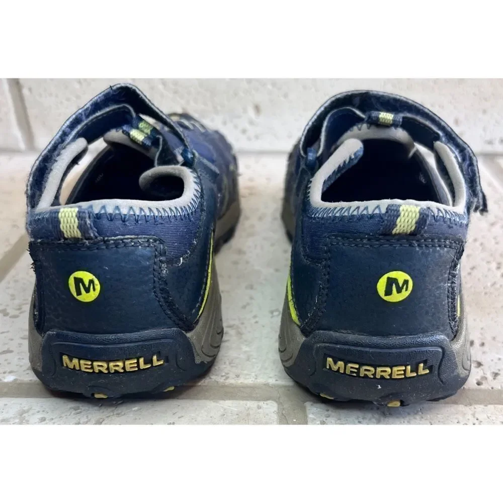 Merrell Kids Hydro H2O Hiker Sport Sandals Navy Lime Mesh Leather Sz 3